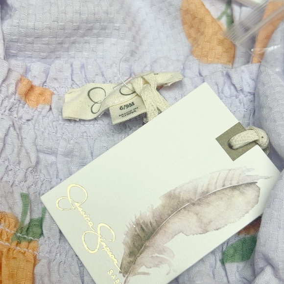 Jessica Simpson Infant Romper Lavender Oranges Hat Sunglasses Size 6/9m NWT - Picture 3 of 5